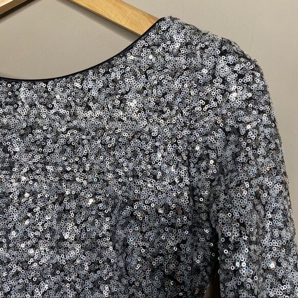 Dress the Population Lola Sequin Body-Con V-Back Long Sleeve Cocktail Dress - Picture 2 of 6